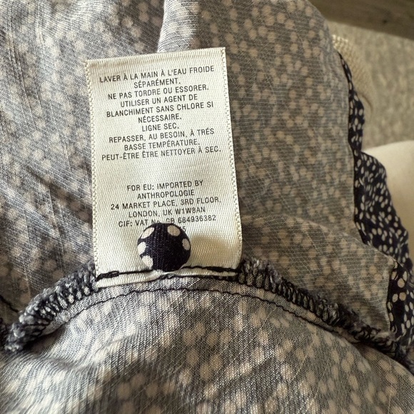 Anthropologie Maeve Polka Dot Linen/Cotton Blend Dress with Puff Sleeves, XS - Picture 8 of 8